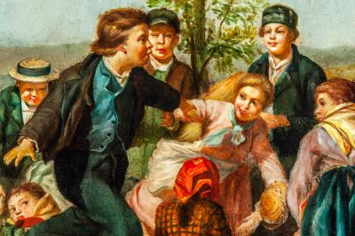 Very Large Vintage Oil Canvas Painting