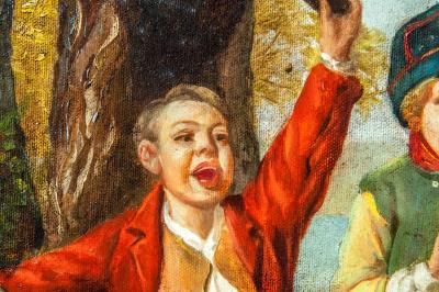 Very Large Vintage Oil Canvas Painting