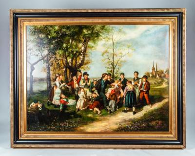 Very Large Vintage Oil Canvas Painting