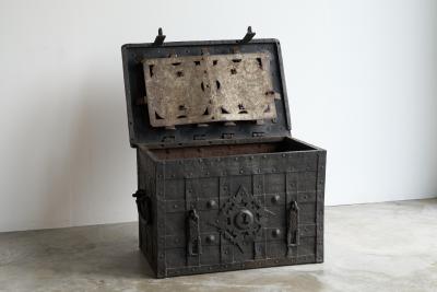 Very Rare Antique Armada Box or Strongbox in Iron Early 17th Century