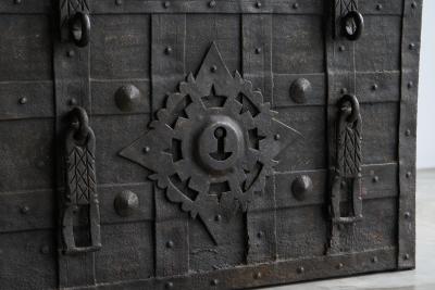 Very Rare Antique Armada Box or Strongbox in Iron Early 17th Century