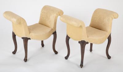 Very Rare Virtual Pair of English George III Carved Benches