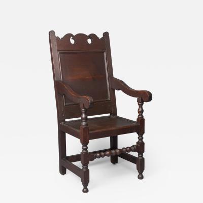 Very Rare Walnut Wm and Mary Wainscot Arm Chair