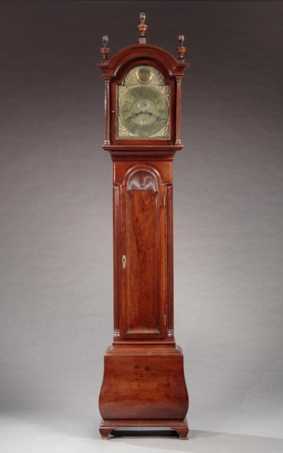 Very Rare and Possibly Unique Chippendale Bombe Tall Case Clock