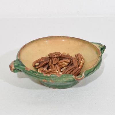 Very Small 19th Century French Green Yellow Glazed Terracotta Bowl or Tian