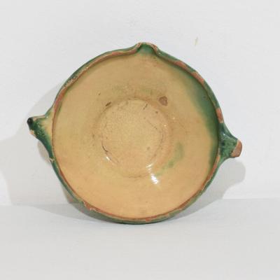 Very Small 19th Century French Green Yellow Glazed Terracotta Bowl or Tian
