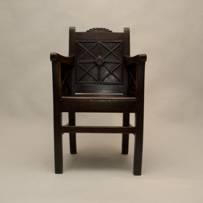 Very Unusual Archaic Georgian Wainscot Arm Chair