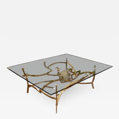 Very large 1976 dining table in bronze and quartz
