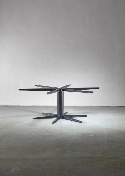 Very large 225 cm diameter round industrial table Dutch 1950s 60s