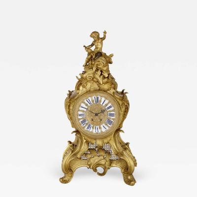 Very large French Louis XV style ormolu mantel clock