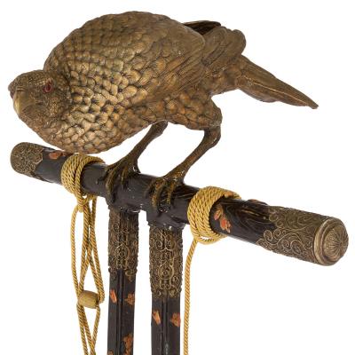 Very large Japanese bronze hawk sculpture on a stand