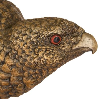 Very large Japanese bronze hawk sculpture on a stand