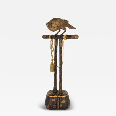 Very large Japanese bronze hawk sculpture on a stand
