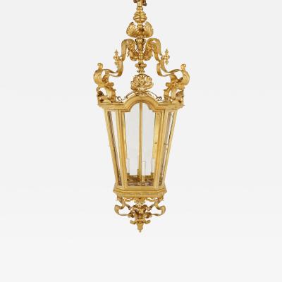 Very large Napoleon III period Rococo style gilt bronze lantern