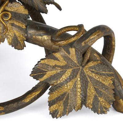 Very large gilt bronze and Bohemian blue enamelled glass centrepiece