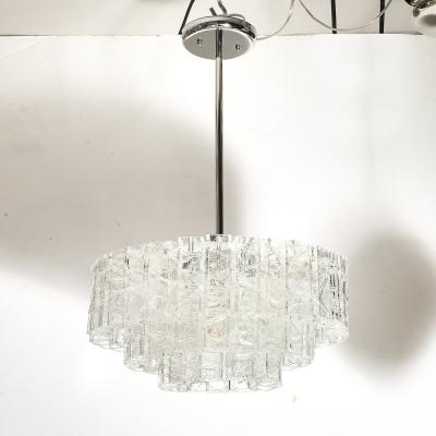 Vetreria Fratelli Toso Mid Century 3 Tier Textural Prism Murano Glass Pendant by Fratelli Toso Vetreria