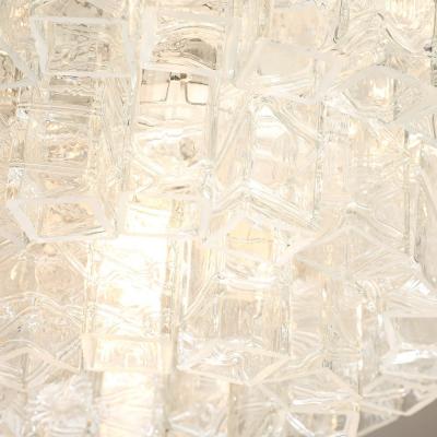 Vetreria Fratelli Toso Mid Century 3 Tier Textural Prism Murano Glass Pendant by Fratelli Toso Vetreria