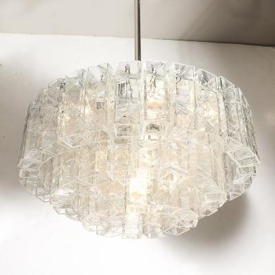 Vetreria Fratelli Toso Mid Century 3 Tier Textural Prism Murano Glass Pendant by Fratelli Toso Vetreria