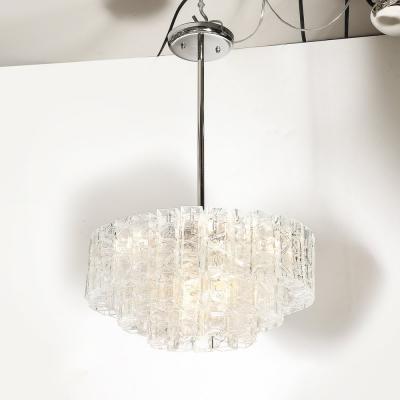 Vetreria Fratelli Toso Mid Century 3 Tier Textural Prism Murano Glass Pendant by Fratelli Toso Vetreria