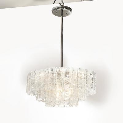Vetreria Fratelli Toso Mid Century 3 Tier Textural Prism Murano Glass Pendant by Fratelli Toso Vetreria