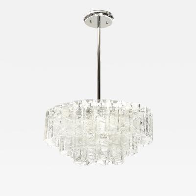 Vetreria Fratelli Toso Mid Century 3 Tier Textural Prism Murano Glass Pendant by Fratelli Toso Vetreria