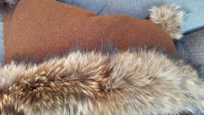 Via Veneto Merino Wool with Fur Trim Pillow