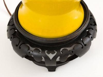 Vibrant Asian Style Yellow Ceramic Table Lamp