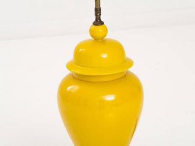 Vibrant Asian Style Yellow Ceramic Table Lamp