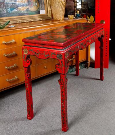 Vibrant Red Cinnabar Lacquered Chinese Altar Table