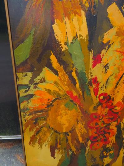 Vibrant XL Abstract Mid Century Modern G Virkala Daisy Sun Flowers Painting