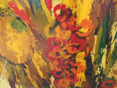 Vibrant XL Abstract Mid Century Modern G Virkala Daisy Sun Flowers Painting