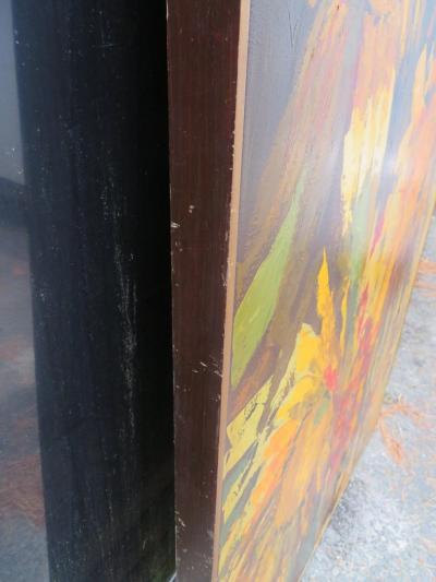 Vibrant XL Abstract Mid Century Modern G Virkala Daisy Sun Flowers Painting