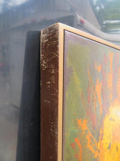 Vibrant XL Abstract Mid Century Modern G Virkala Daisy Sun Flowers Painting