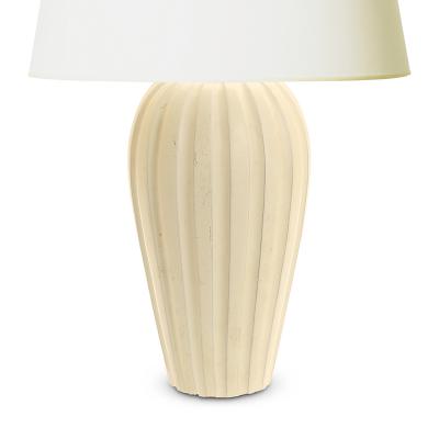 Vicke Lindstrand Fluted Table Lamp in Ivory Glaze by Vicke Lindstrand for Ekeby