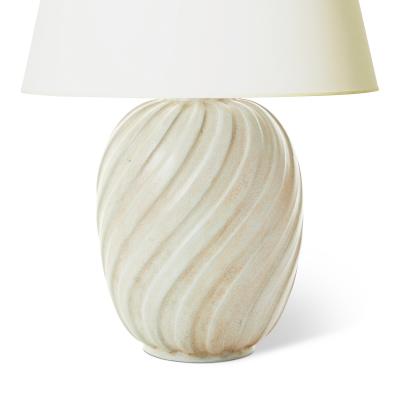 Vicke Lindstrand Large Table Lamp with Swirling Flutes in Toasty Almond Tones by Vicke Lindstrand
