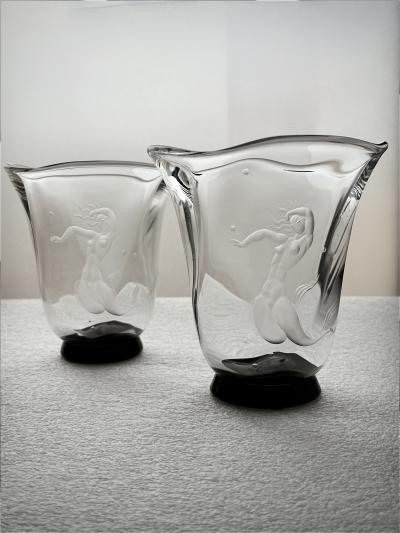 Vicke Lindstrand Pair of Vases by Vicke Lindstrand for Orrefors