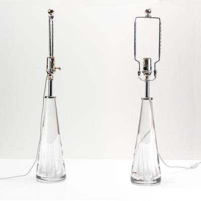 Vicke Lindstrand VICKE LINDSTRAND FOR KOSTA SOLID CRYSTAL LAMPS PAIR