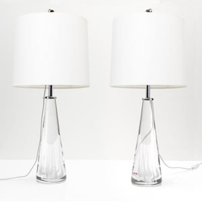 Vicke Lindstrand VICKE LINDSTRAND FOR KOSTA SOLID CRYSTAL LAMPS PAIR