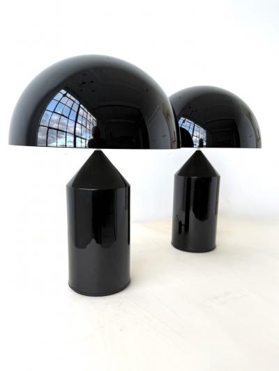 Vico Magistretti Pair of Oluce Atollo Medium Table Lamps in black metal by Vico Magistretti