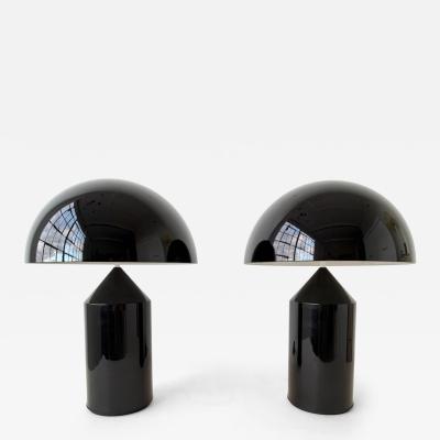 Vico Magistretti Pair of Oluce Atollo Medium Table Lamps in black metal by Vico Magistretti