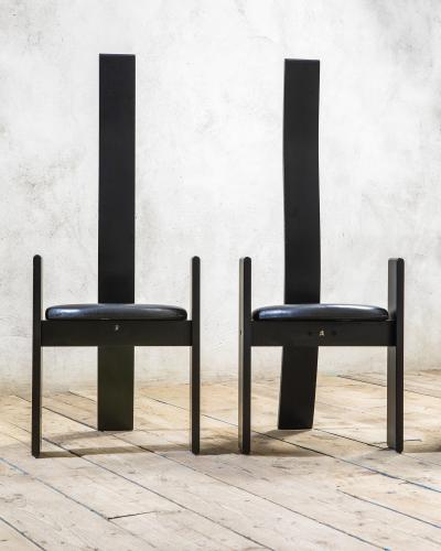Vico Magistretti Vico Magistretti Golem Dining Chairs by Poggi Black Wood 1968