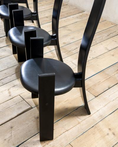 Vico Magistretti Vico Magistretti Golem Dining Chairs by Poggi Black Wood 1968