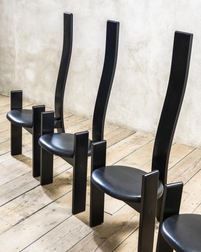 Vico Magistretti Vico Magistretti Golem Dining Chairs by Poggi Black Wood 1968