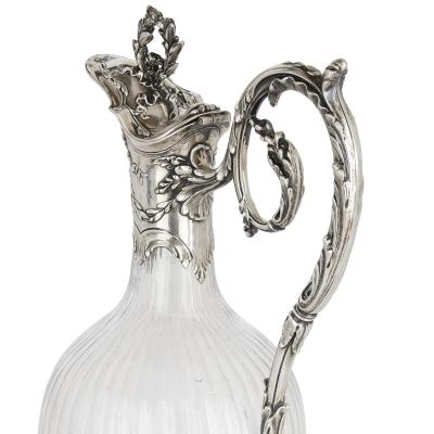 Victor Boivin Pair of Rococo style silver mounted crystal jugs by Boivin