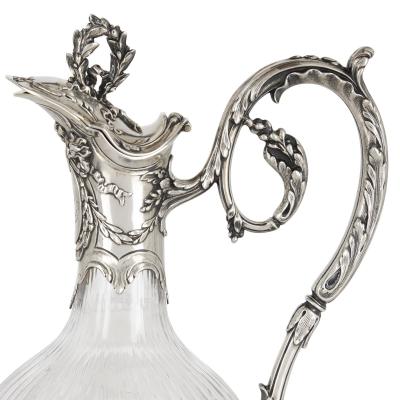 Victor Boivin Pair of Rococo style silver mounted crystal jugs by Boivin