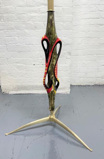 Victor Cerrato Italian Brass and Ceramic Floor Lamp by Victor Cerrato