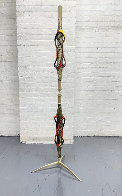 Victor Cerrato Italian Brass and Ceramic Floor Lamp by Victor Cerrato