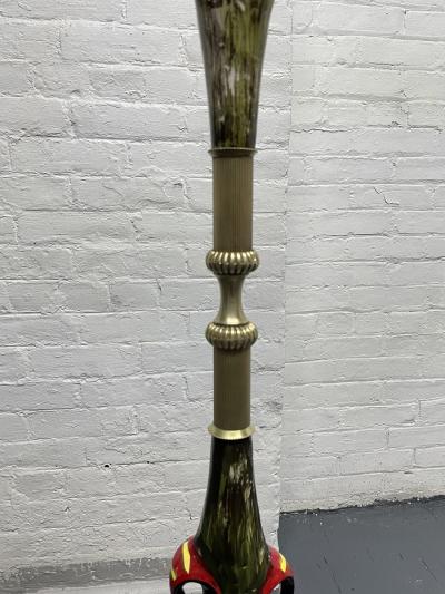 Victor Cerrato Italian Brass and Ceramic Floor Lamp by Victor Cerrato
