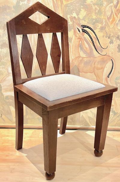 Victor Courtray Victor Courtray rarest set of 6 neo gothic brutalist oak dinning chairs