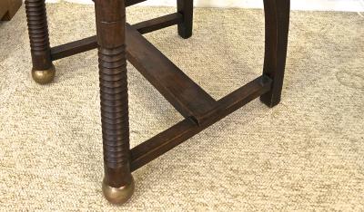 Victor Courtray Victor Courtray set of 6 brutalist oak and rush dinning chairs